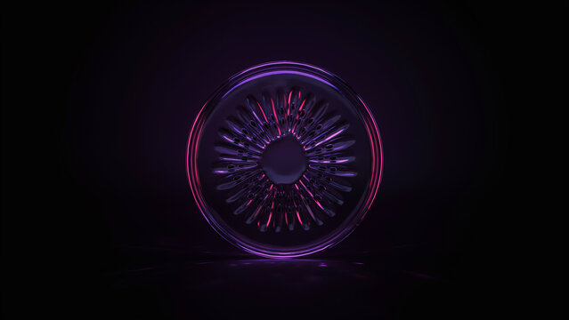 Abstract purple pink neon glowing plexus sphere network connection futuristic technology background