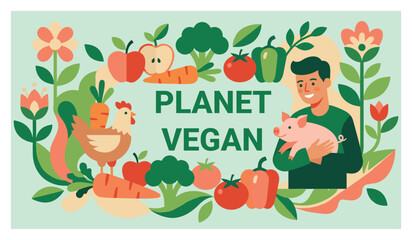 Naklejka premium World Vegan Day Healthy Food Nature Celebration Poster Template