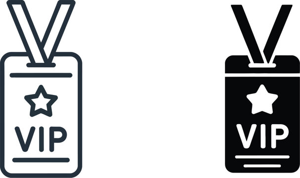 VIP Pass Icon in minimal line art and doodle styles featuring exclusive access, event ticket, membership, and premium badge concepts.