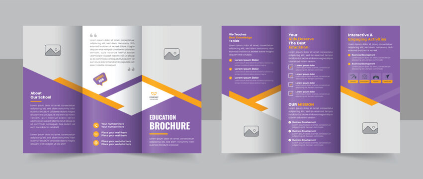 Kids back to school education admission trifold brochure template for advertisement