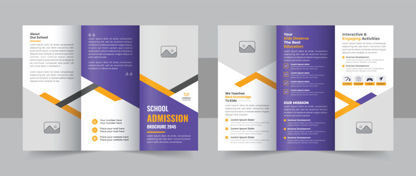 Kids back to school education admission trifold brochure template design vector
