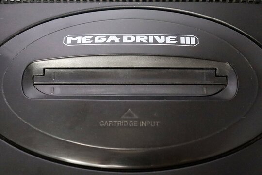 Salvador, Brazil - July 11, 2026: Sega Mega Drive III video game. Mega Drive 3. Vintage video game. 