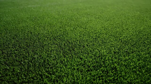 Clean artificial grass texture stretches across playground zone. Field looks ready for dynamic running and competitive soccer training