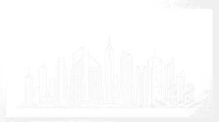 Fototapeta premium Minimal white city skyline line art vector illustration.