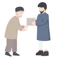 Fototapeta premium People Exchanging Donation Gift Illustration