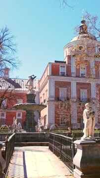 Aranjuez, Spain, March 2, 2026 Royal Palace of Aranjuez garden fountain and sculptures