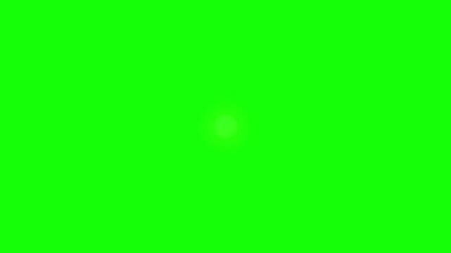 Three glowing circular light orbs floating against a solid vibrant green background