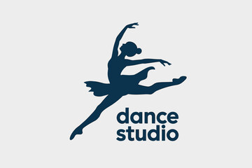 Silhouette of a graceful ballerina dancing, ballet dancer logo design, vector illustration © Foysal