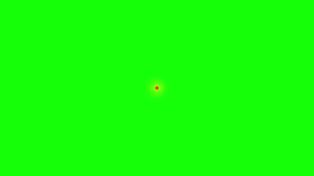 Minimalist animated red dots expanding on a bright green chroma key background