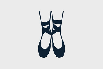 Ballet shoes icon, flat style vector illustration of a pair of ballet slippers with ribbons © Foysal