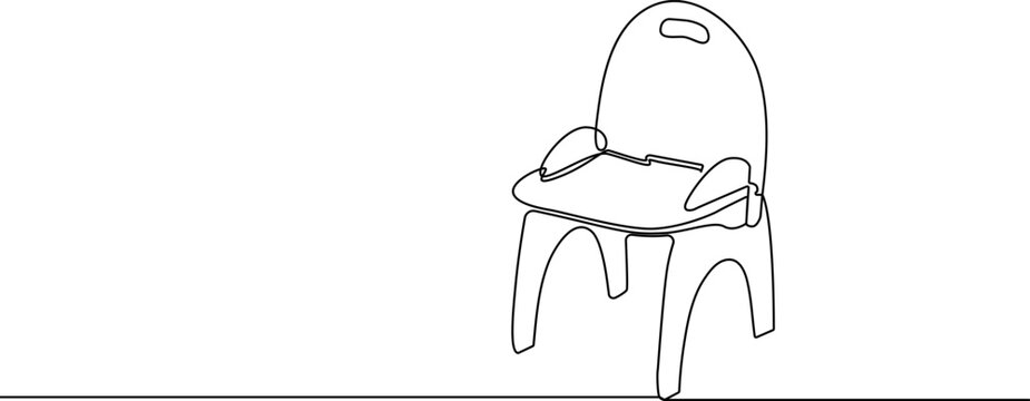 Continuous line drawing Vector booster chair, high chair, baby seat, child furniture, minimalist line drawing