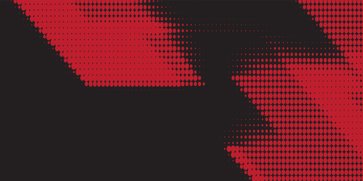 Abstract red halftone dot background with diagonal wave pattern.