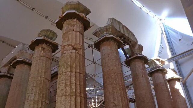 Ancient doric columns of the Temple of Apollo Epicurius