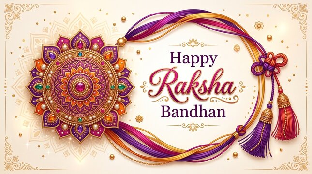 Decorated rakhi for Indian festival Raksha Bandhan Greeting Card Template Design with nice illustration in a creative background,