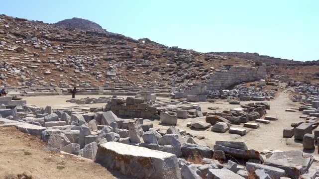 Ancient Greek theater ruins on Delos island