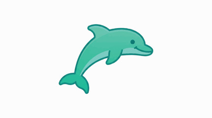 Obraz premium Playful teal dolphin illustration gliding through clear blue water.
