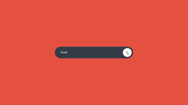 typing food in search bar animation modern web ui concept