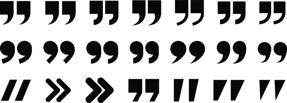 punctuation marks for dialogue. Quote mark speech icons. Speech mark and inverted commas sign. chat bubble punctuation design. Commas quotes speech mark