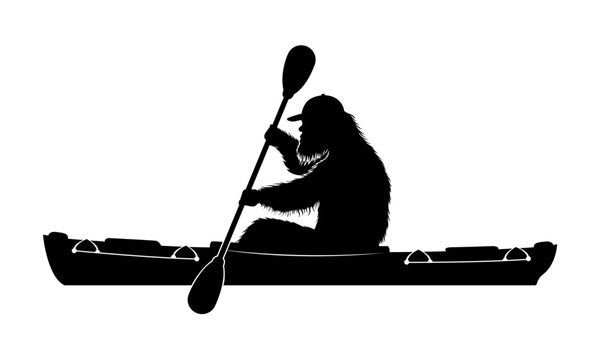 Bigfoot Kayaker Sasquatch Kayaking Silhouette
