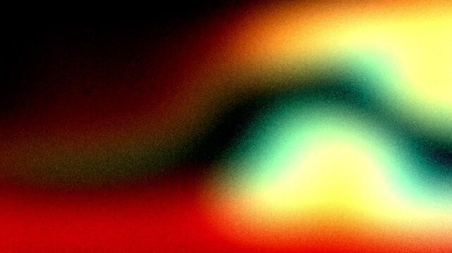 Vibrant VHS style colorful psychedelic grainy gradient color flow wave on black, music cover dance party poster design. Retro Colors. Flowing motion fluid animation. Grainy noise. Abstract neon shapes