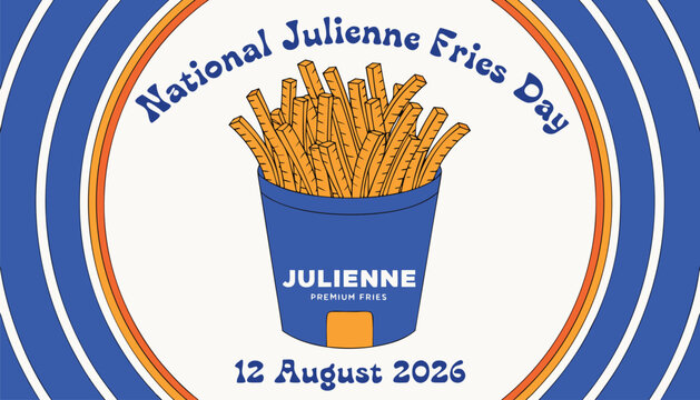 Blue bucket filled with crispy golden julienne fries for celebration