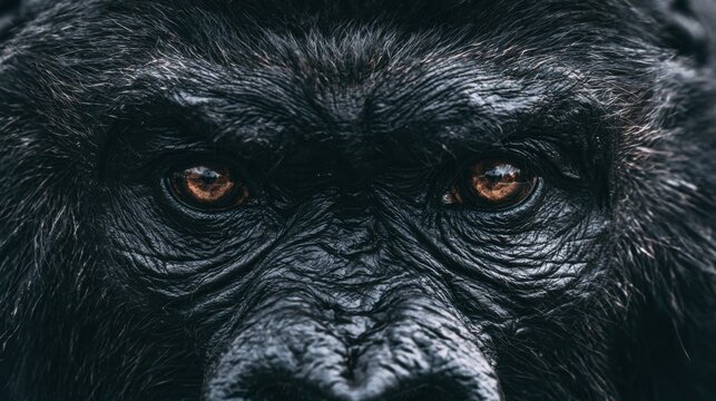 Intense Gorilla Eyes Reflecting Wisdom and Depth
