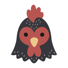 Rooster Head Cute Cartoon Animal Face Vector Illustration © MelanthaGraphics