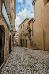 Fototapeta premium Barrea. Views of the historic center and the Monumental Castle.