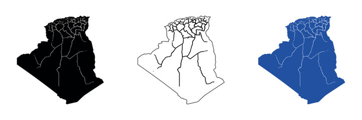 Algeria map with internal administrative divisions and major roads shown © Santiago