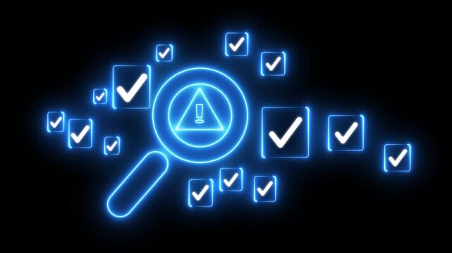 Identifying Critical Issues: Magnifying Alert Amidst Approvals & Checks for Risk Management, Security, and futuristic Compliance Risk Security Audit Verification, Governance.4k animation.