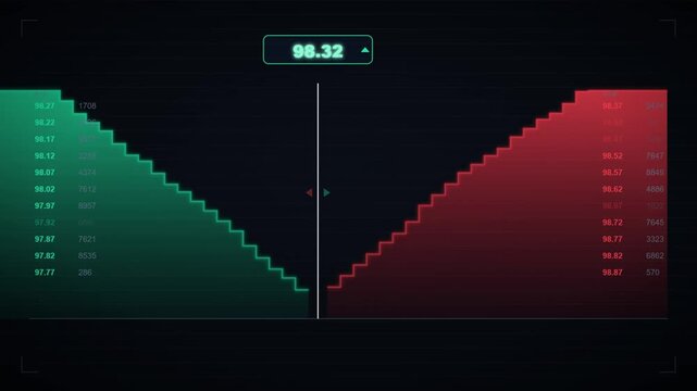 Cryptocurrency exchange order book depth chart showing bid and ask volume data