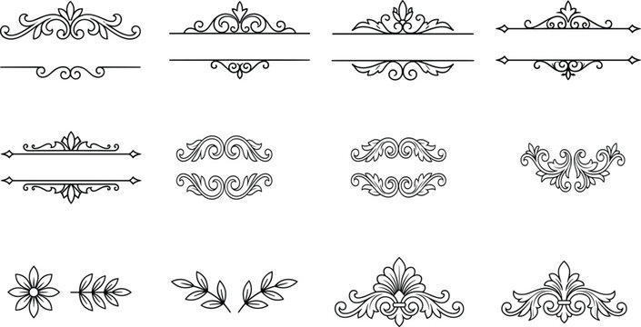 Collection of calligraphic dividers and ornate page separators.