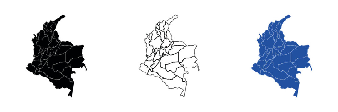 Map of Colombia showing administrative divisions and borders