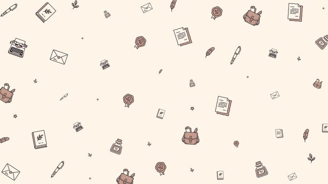 Seamless vintage writing doodle pattern motion background