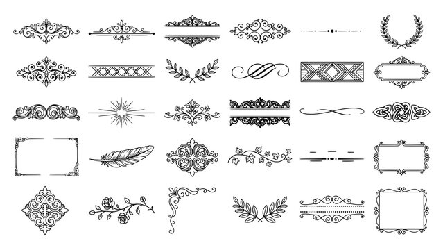 Vintage ornamental frames and decorative border dividers collection for graphics