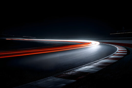 Dynamic Light Trails of a Racing Car on a Night Track