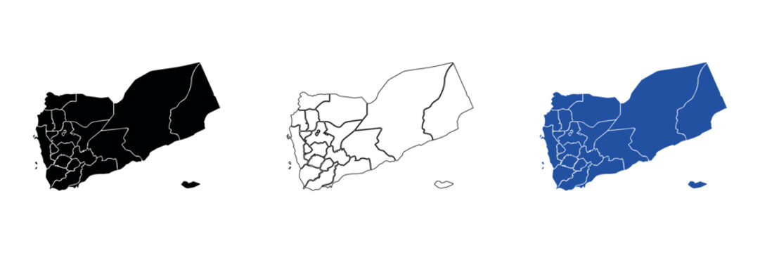 Map of Yemen showing administrative divisions and borders
