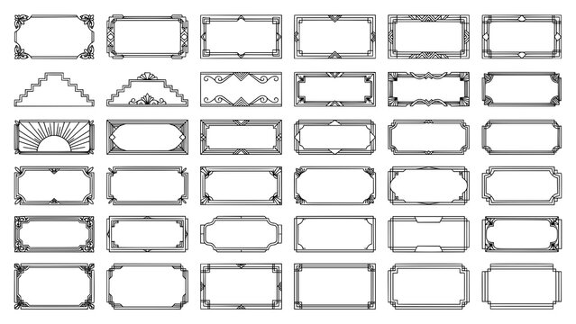 Collection of vintage art deco decorative border frames for invitations and cards