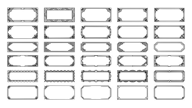 Vintage art deco border frame collection for certificates and elegant invitations