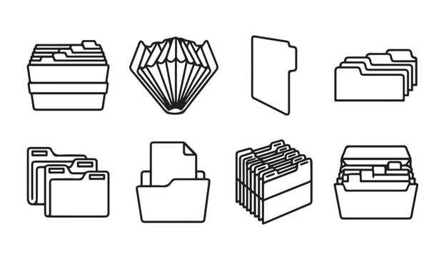 Organized document folders and files in a clean vector illustration with ample copy space