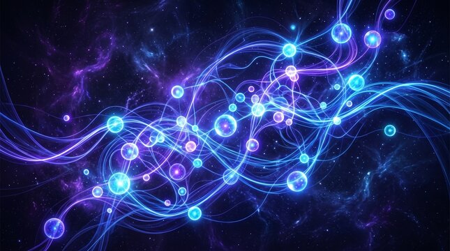 space galaxy stars nebula cosmos astronomy science technology futuristic neon lights network connections energy vortex swirl digital art abstract background visual effects colorful