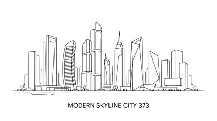 Fototapeta premium Minimalist city skyline line art illustration of skyscrapers