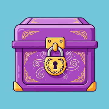 Purple Treasure Chest with Lock.