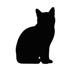 Black cat silhouette, feline icon, pet illustration, vector animal © sojan