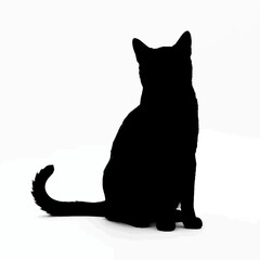 Black cat silhouette, feline icon, sitting cat, animal shape © sojan