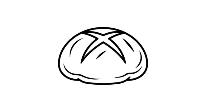 A delicious artisan sourdough boule loaf baked bread vector image featuring a distinct crossed scored top crust pattern for bakery menu design