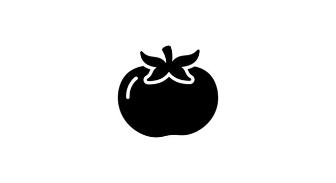 Organic fresh red tomato silhouette icon with leafy stem green sepals details isolated on a clean white background backdrop vector image