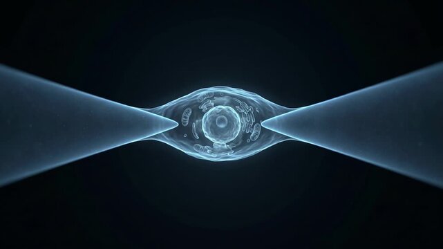 Optical tweezers holding and stretching a single living cell