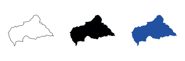 Outline and silhouette map of Central African Republic in blue and black © Santiago