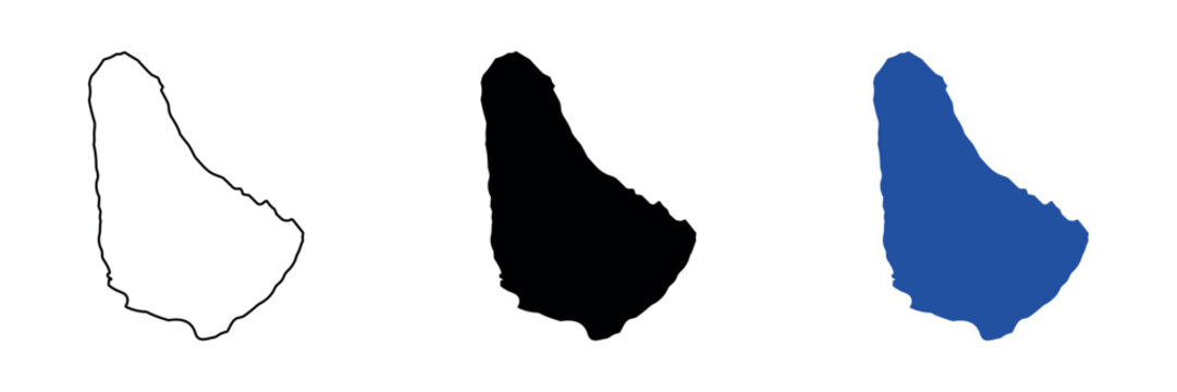 Outline and silhouette map of Barbados island in the Caribbean Sea